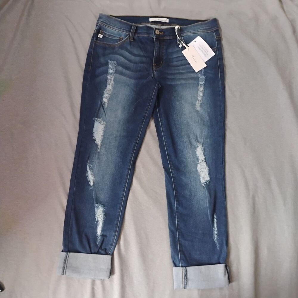 KanCan Alexandrea Ankle Jean Distressed Skinny NWT Size W13/30 Dark Wash KC8127D - Picture 14 of 16